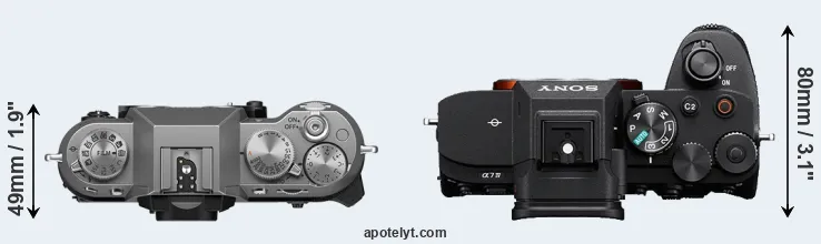 Compare X-T50 versus A7 IV top