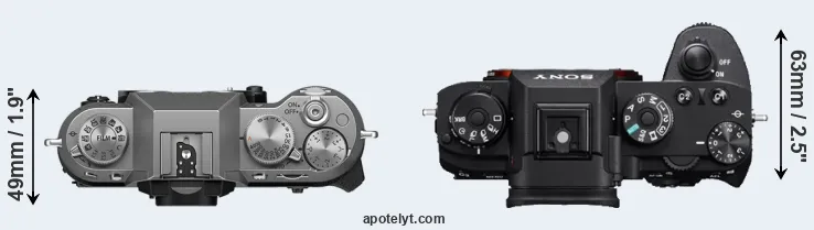 Compare X-T50 versus A9 top