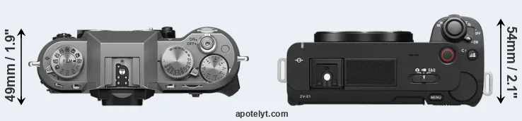Compare X-T50 versus ZV-E1 top