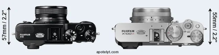 Compare X10 versus X100VI top