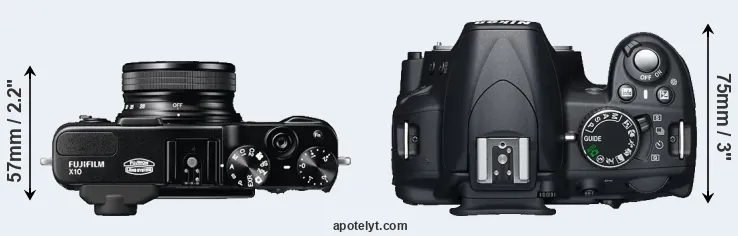 Compare X10 versus D3100 top