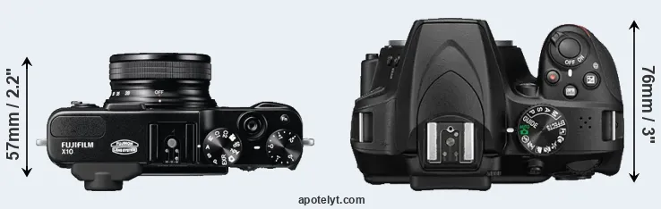 Compare X10 versus D3400 top