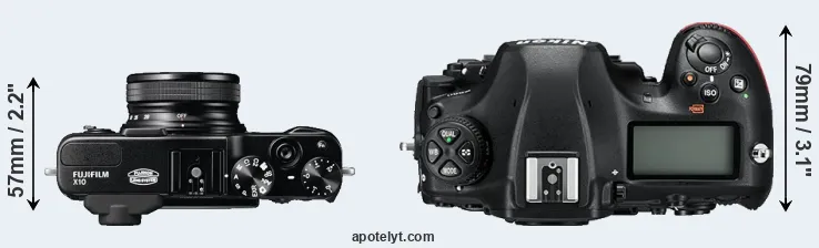 Compare X10 versus D850 top