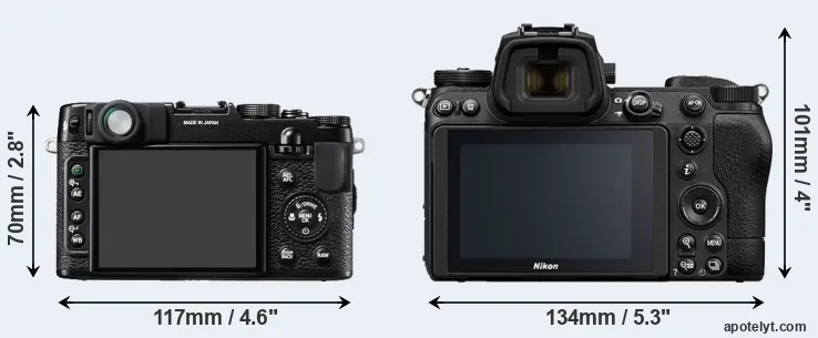 Comparison X10 or Z6 II rear