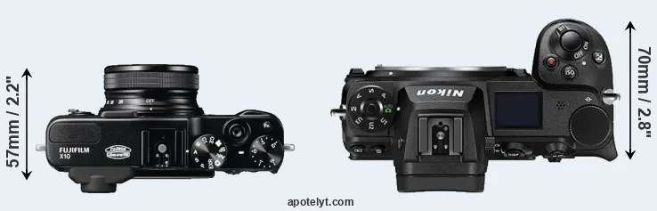 Compare X10 versus Z6 II top