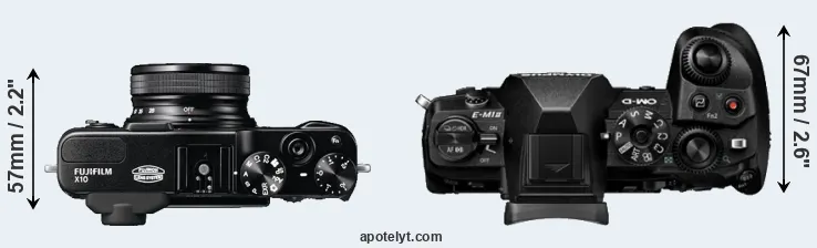 Compare X10 versus E-M1 II top
