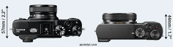 Compare X10 versus ZS100 top