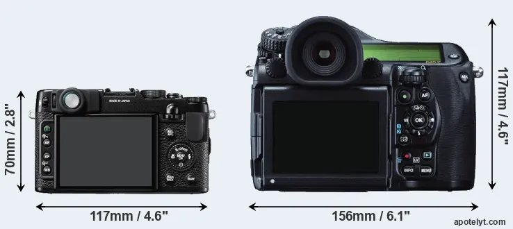 Comparison X10 or 645Z rear