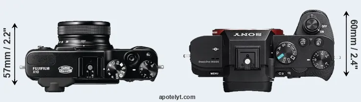 Compare X10 versus A7 II top