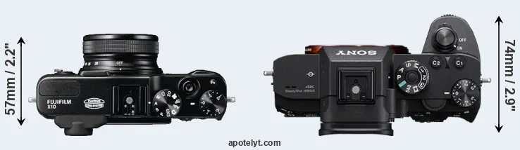 Compare X10 versus A7R III top