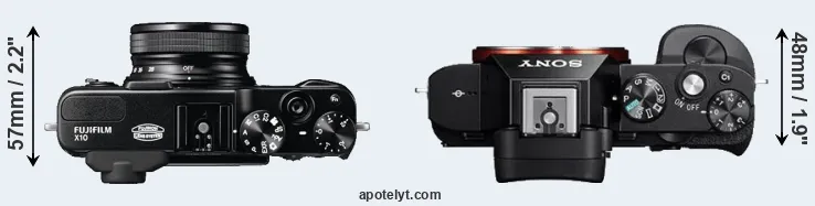 Compare X10 versus A7R top