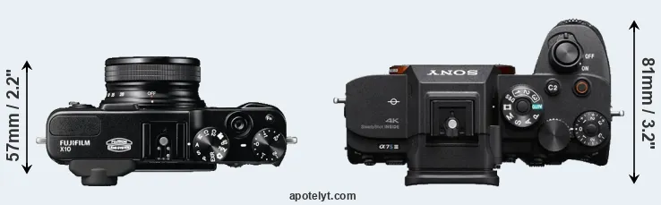 Compare X10 versus A7S III top