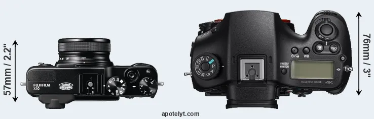 Compare X10 versus A99 II top