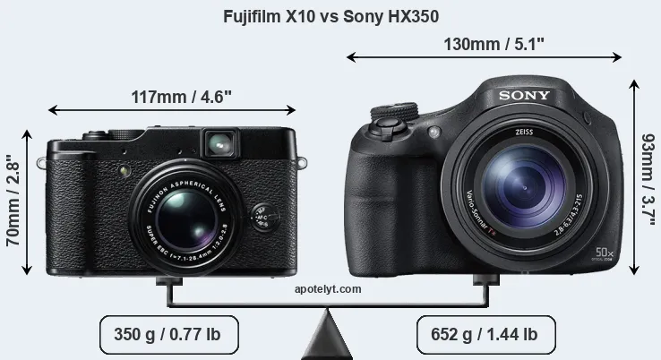 Size Fujifilm X10 vs Sony HX350
