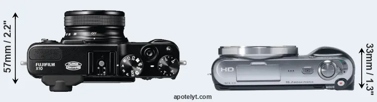 Compare X10 versus NEX-C3 top