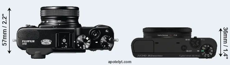 Compare X10 versus RX100 top