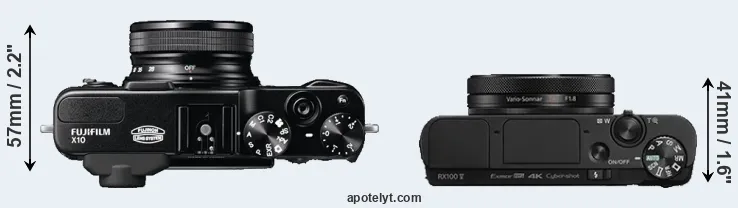 Compare X10 versus RX100 V top