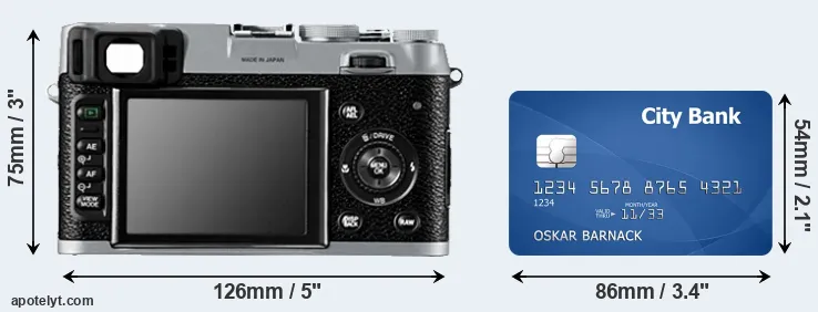 X100 and credit card rear side