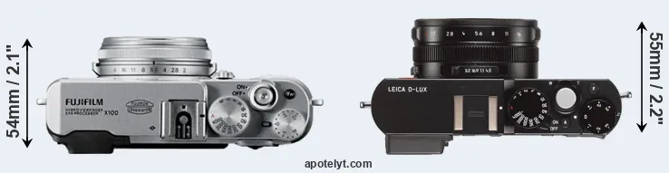 Compare X100 versus D-LUX Typ 109 top