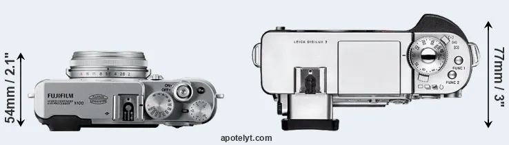 Compare X100 versus Digilux 3 top