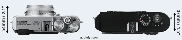 Compare X100 versus M9 top