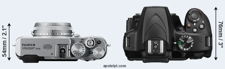 Compare X100 versus D3400 top