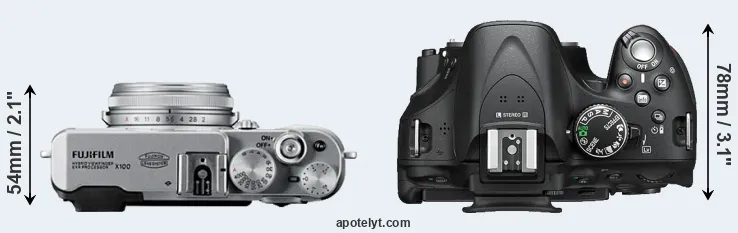 Compare X100 versus D5200 top