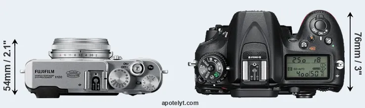 Compare X100 versus D7200 top