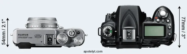Compare X100 versus D90 top