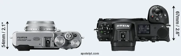 Compare X100 versus Z6 top