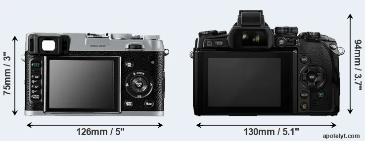 Comparison X100 or E-M1 rear