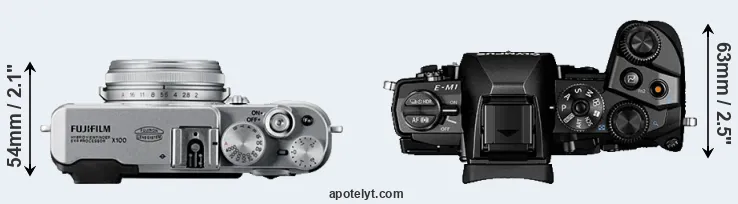 Compare X100 versus E-M1 top