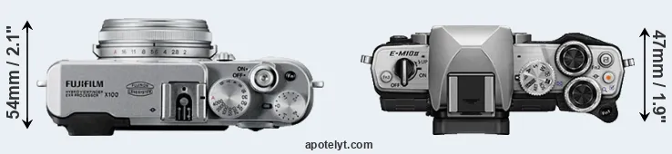 Compare X100 versus E-M10 II top