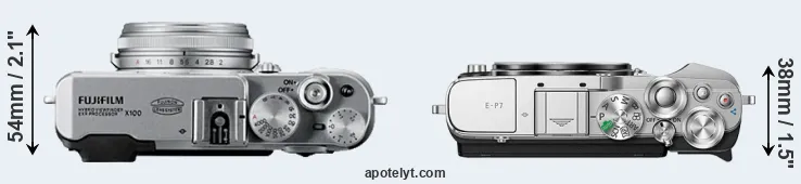 Compare X100 versus E-P7 top