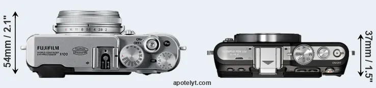 Compare X100 versus E-PL3 top