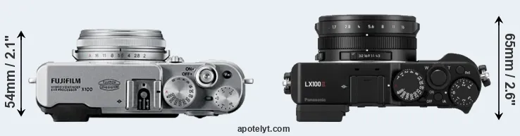 Compare X100 versus LX100 II top