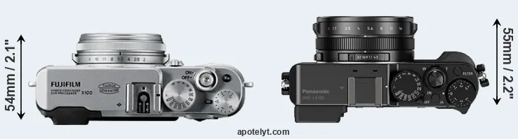 Compare X100 versus LX100 top