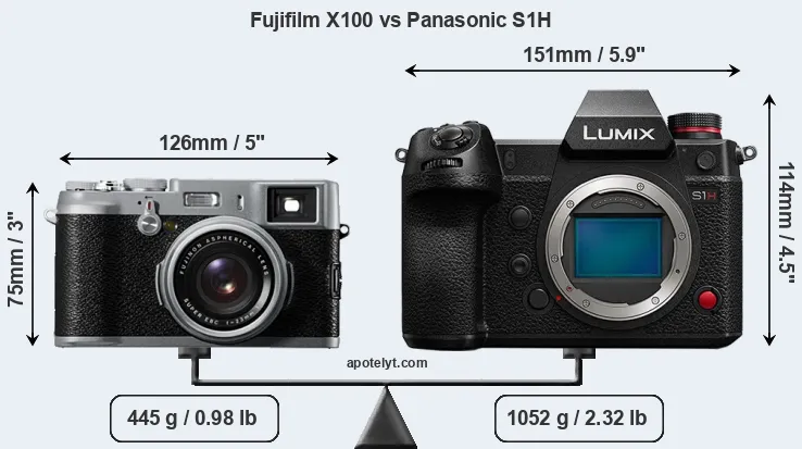 Size Fujifilm X100 vs Panasonic S1H
