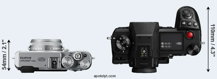 Compare X100 versus S1H top