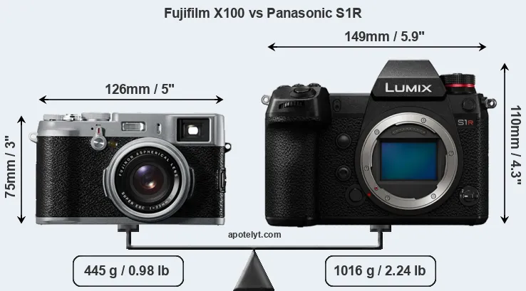 Size Fujifilm X100 vs Panasonic S1R