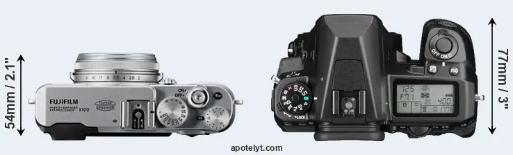 Compare X100 versus K-3 II top