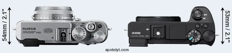 Compare X100 versus A6500 top