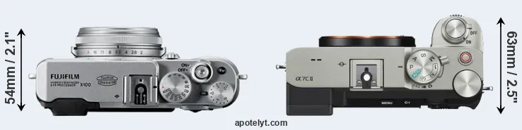 Compare X100 versus A7C II top