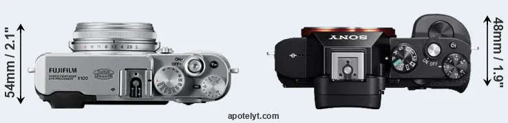 Compare X100 versus A7R top