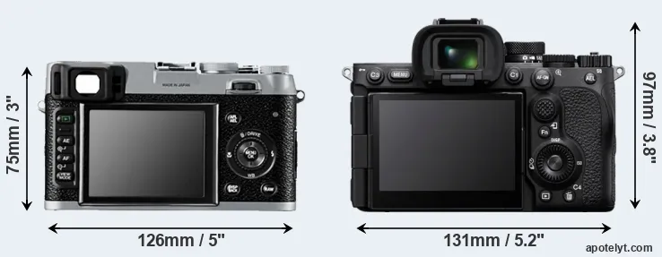 Comparison X100 or A7R V rear