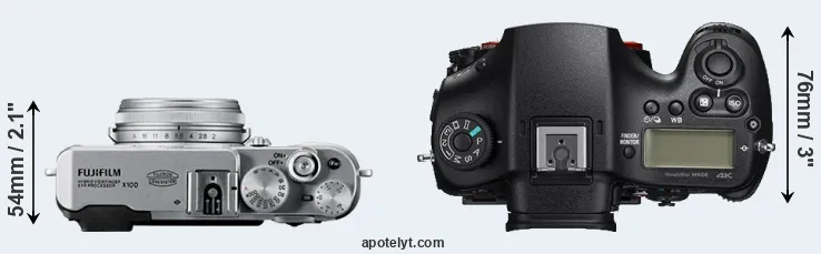 Compare X100 versus A99 II top