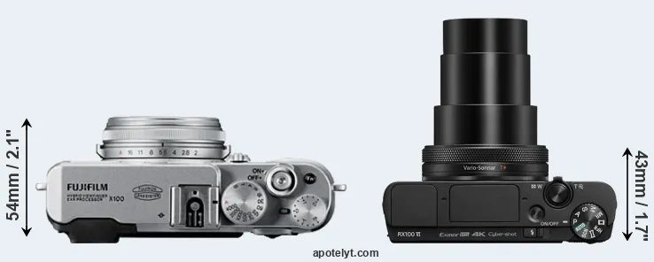 Compare X100 versus RX100 VI top