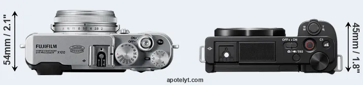 Compare X100 versus ZV-E10 top