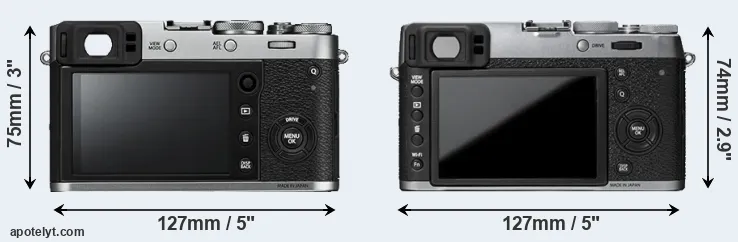 Comparison X100F or X100T rear