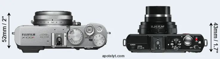 Compare X100F versus D-LUX 5 top
